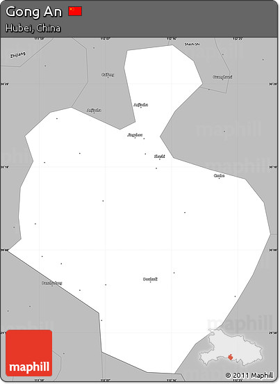 Gray Simple Map of Gong An