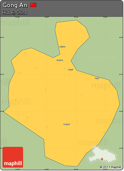 Savanna Style Simple Map of Gong An, cropped outside