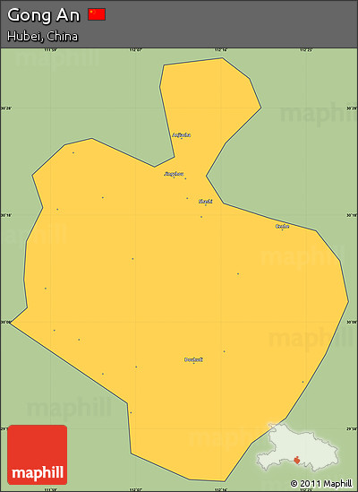 Savanna Style Simple Map of Gong An, cropped outside