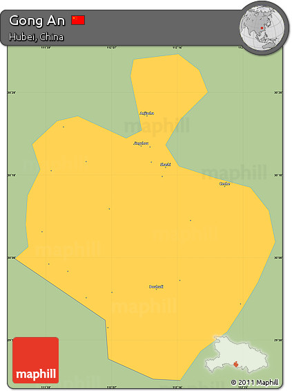 Savanna Style Simple Map of Gong An, single color outside