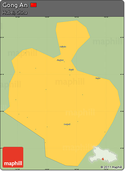 Savanna Style Simple Map of Gong An, single color outside