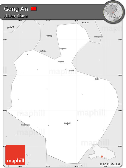 Silver Style Simple Map of Gong An