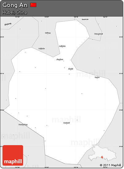 Silver Style Simple Map of Gong An