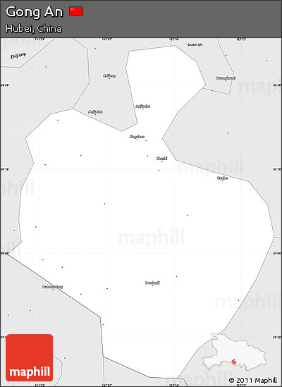Silver Style Simple Map of Gong An