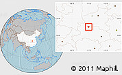Gray Location Map of Guanghua, highlighted country, hill shading