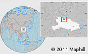 Gray Location Map of Guanghua, highlighted parent region, hill shading