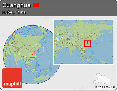 Savanna Style Location Map of Guanghua, within the entire country