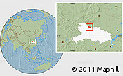 Savanna Style Location Map of Guanghua, highlighted parent region, hill shading