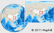 Shaded Relief Location Map of Guanghua, highlighted country, within the entire country