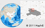 Shaded Relief Location Map of Guanghua, highlighted country, highlighted parent region