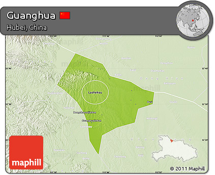 Physical Map of Guanghua, lighten