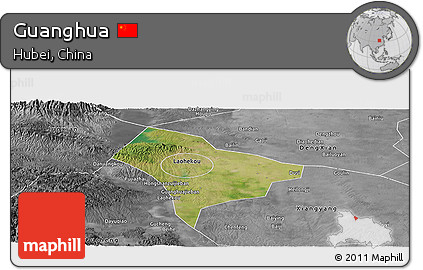 Satellite Panoramic Map of Guanghua, desaturated