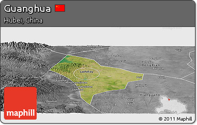 Satellite Panoramic Map of Guanghua, desaturated