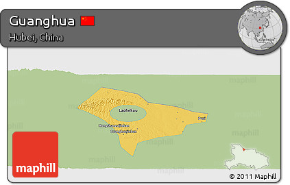 Savanna Style Panoramic Map of Guanghua, single color outside