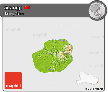 Physical 3D Map of Guangji, single color outside