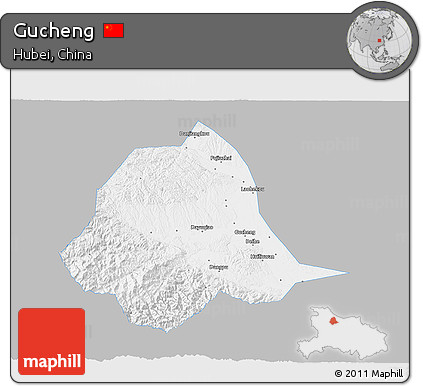 Gray 3D Map of Gucheng, single color outside