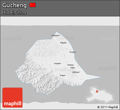 Gray 3D Map of Gucheng, single color outside