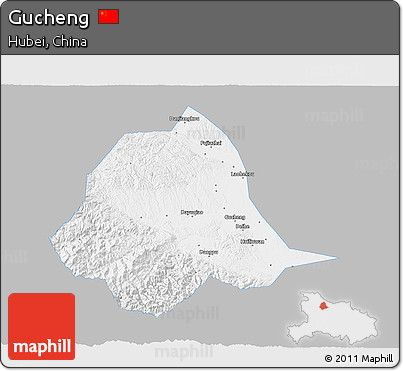Gray 3D Map of Gucheng, single color outside
