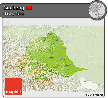 Physical 3D Map of Gucheng, lighten