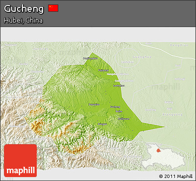 Physical 3D Map of Gucheng, lighten