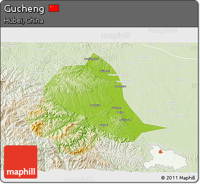 Physical 3D Map of Gucheng, lighten