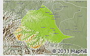Physical 3D Map of Gucheng, semi-desaturated