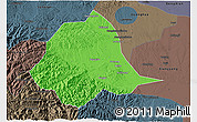 Political 3D Map of Gucheng, darken, semi-desaturated