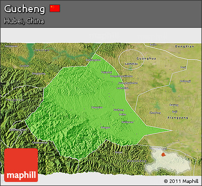 Political 3D Map of Gucheng, satellite outside