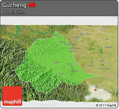 Political 3D Map of Gucheng, satellite outside