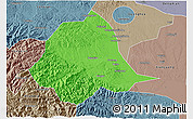 Political 3D Map of Gucheng, semi-desaturated