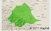 Political 3D Map of Gucheng, shaded relief outside