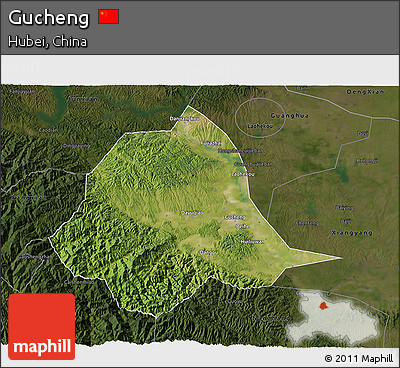 Satellite 3D Map of Gucheng, darken
