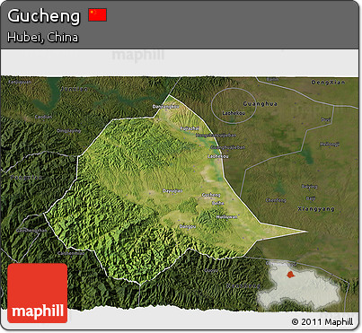 Satellite 3D Map of Gucheng, darken