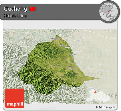Satellite 3D Map of Gucheng, lighten