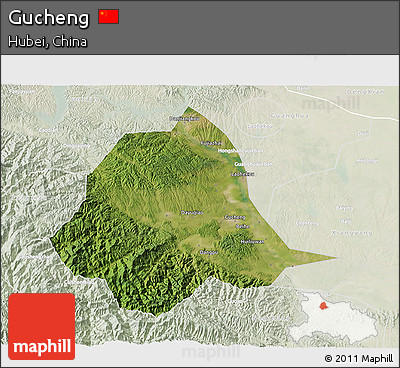 Satellite 3D Map of Gucheng, lighten