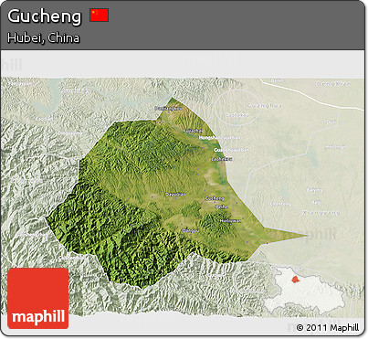 Satellite 3D Map of Gucheng, lighten