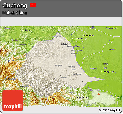Shaded Relief 3D Map of Gucheng, physical outside