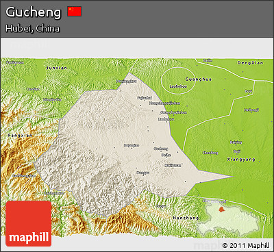 Shaded Relief 3D Map of Gucheng, physical outside