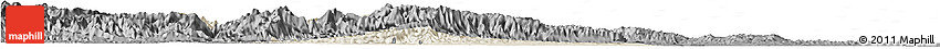 Shaded Relief Horizon Map of Gucheng, darken, desaturated