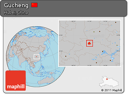Gray Location Map of Gucheng