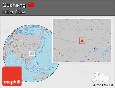 Gray Location Map of Gucheng