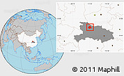 Gray Location Map of Gucheng, highlighted country, highlighted parent region