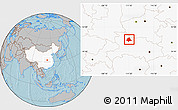 Gray Location Map of Gucheng, highlighted country, hill shading