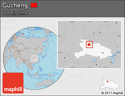Gray Location Map of Gucheng, highlighted parent region