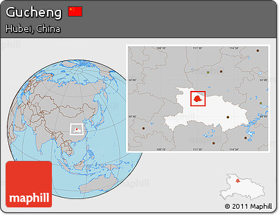 Gray Location Map of Gucheng, highlighted parent region