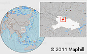 Gray Location Map of Gucheng, highlighted parent region, hill shading