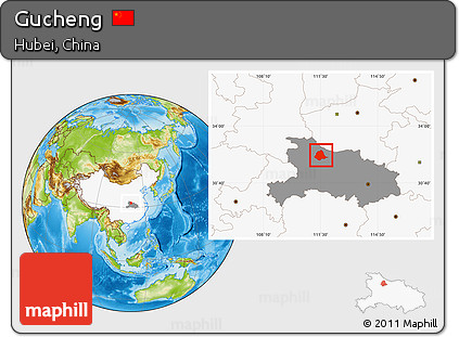 Physical Location Map of Gucheng, highlighted country, highlighted parent region