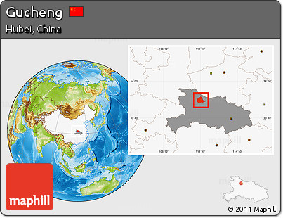 Physical Location Map of Gucheng, highlighted country, highlighted parent region