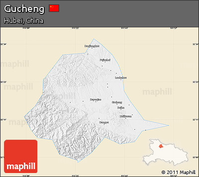 Classic Style Map of Gucheng, single color outside
