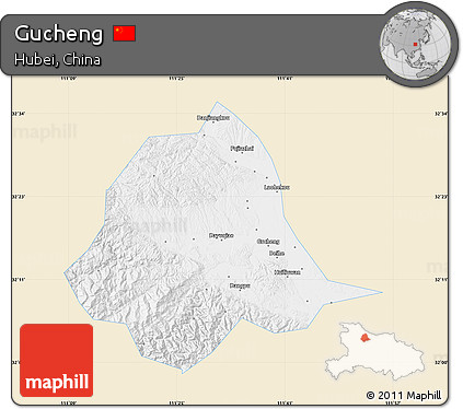 Classic Style Map of Gucheng, single color outside